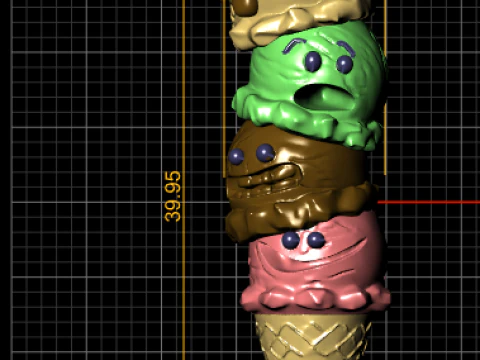Cute Monster Ice Cream Cone Stack 3D Printable 3D Print Model