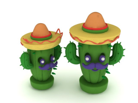 かわいいメキシコのサボテンのキャラクター 3D 印刷可能 3Dプリントモデル