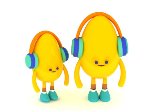 3D 印刷可能なヘッドフォンを備えたかわいいバナナのキャラクター 3Dプリントモデル