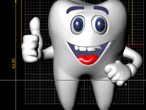 Happy Tooth Mascot Character 3D Printable 3D Print Model