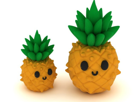 かわいいパイナップル キャラクター 3D 印刷可能 3Dプリントモデル