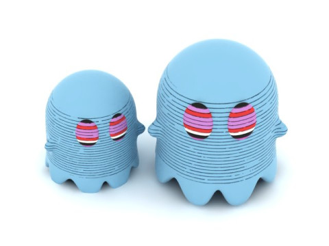 かわいい縞模様のクラゲ モンスター 3D 印刷可能 3Dプリントモデル