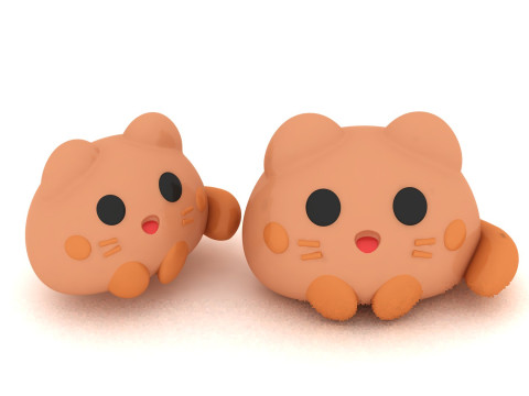 かわいいぽっちゃり猫かわいい 3D 印刷可能 3Dプリントモデル