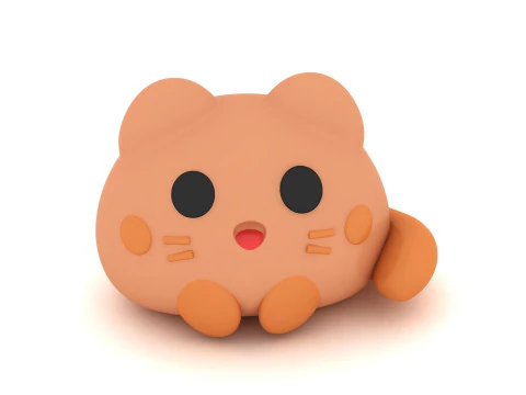 Cute Chubby Cat Kawaii 3D Printable 3D Print Model