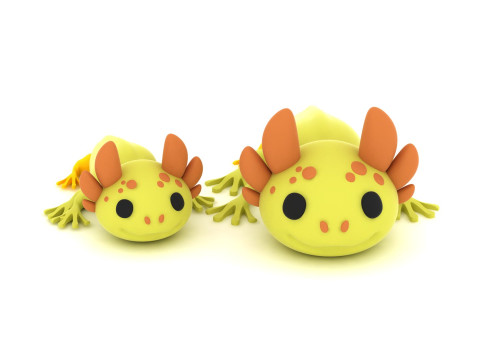 Schattige Axolotl Kawaii 3D afdrukbaar 3D printmodel