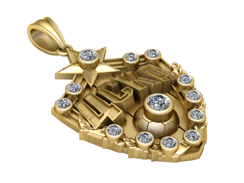 Custom Name Soccer Star Pendant with Diamond Halo 3D Printable Jewelry Model 3D Print Model