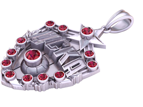 Custom Name Soccer Star Pendant with Diamond Halo 3D Printable Jewelry Model 3D Print Model