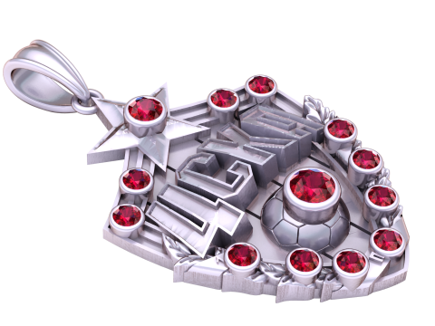 Custom Name Soccer Star Pendant with Diamond Halo 3D Printable Jewelry Model 3D Print Model