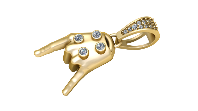 Diamond Peace Hand Pendant 3D Print Model .c4d .max .obj .3ds .fbx .stl .blend 