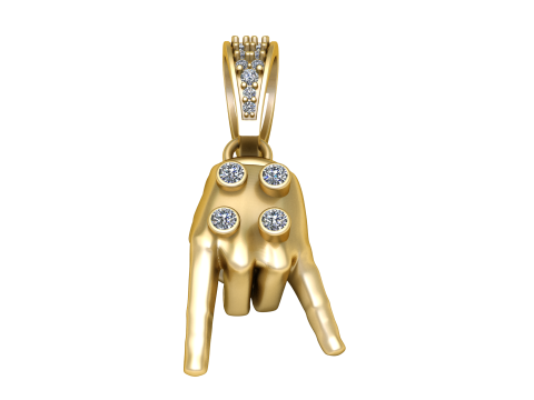 Diamond Peace Hand Pendant 3D Print Model