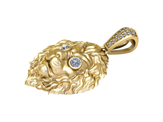 Majestoso pingente de diamante com cabe&ccedil;a de le&atilde;o luxuoso modelo de joias para impress&atilde;o 3D Modelo de Impressão 3D .c4d .max .obj .3ds .fbx .stl .blend 