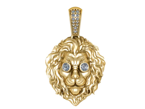 Majestoso pingente de diamante com cabe&ccedil;a de le&atilde;o luxuoso modelo de joias para impress&atilde;o 3D Modelo de Impressão 3D