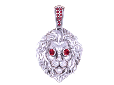Majestoso pingente de diamante com cabe&ccedil;a de le&atilde;o luxuoso modelo de joias para impress&atilde;o 3D Modelo de Impressão 3D