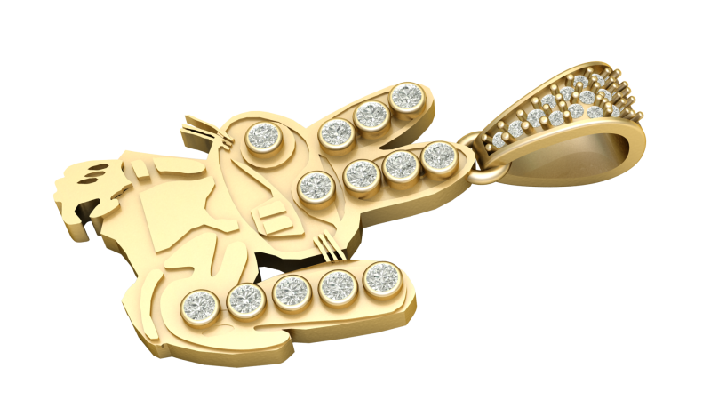 Diamond Guitar Pendant Music Lover Gold Charm 3D Printable Jewelry Model 3D Print Model .c4d .max .obj .3ds .fbx .stl .blend