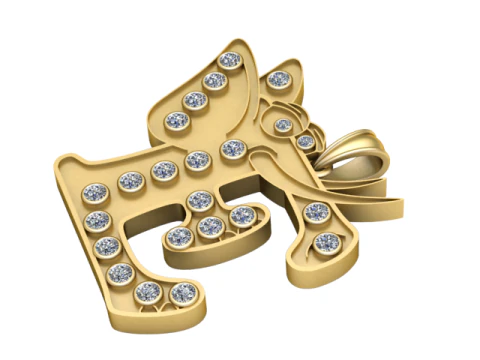 ダイヤモンドアラビア書道ペンダント高級ゴールドネームチャーム 3D 印刷可能なジュエリーモデル 3Dプリントモデル