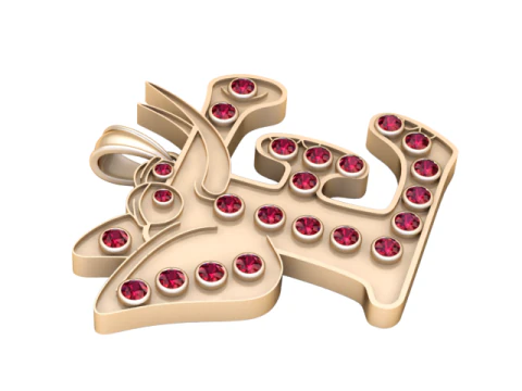 Diamond Arabic Calligraphy Pendant Luxury Gold Name Charm 3D Printable Jewelry Model 3D Print Model