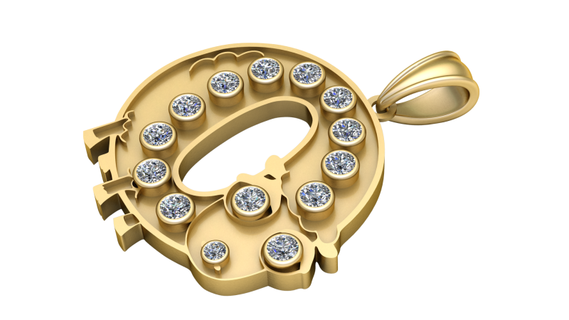 Diamond Number 0 Pendant Luxury Gold Halo Charm 3D Printable Jewelry Model 3D Print Model .c4d .max .obj .3ds .fbx .stl .blend