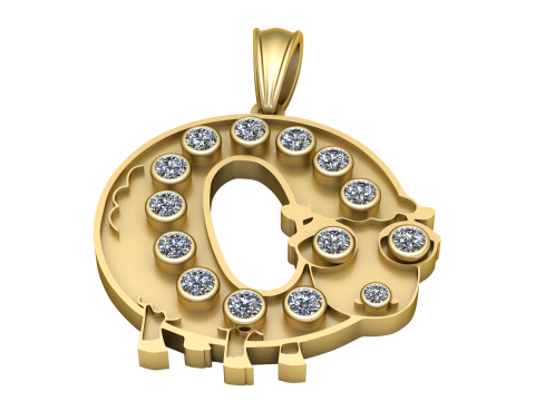 Diamond Number 0 Pendant Luxury Gold Halo Charm 3D Printable Jewelry Model 3D Print Model