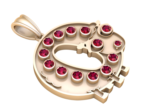 Diamond Number 0 Pendant Luxury Gold Halo Charm 3D Printable Jewelry Model 3D Print Model