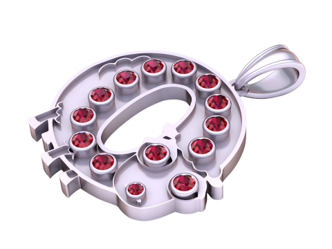 Diamond Number 0 Pendant Luxury Gold Halo Charm 3D Printable Jewelry Model 3D Print Model