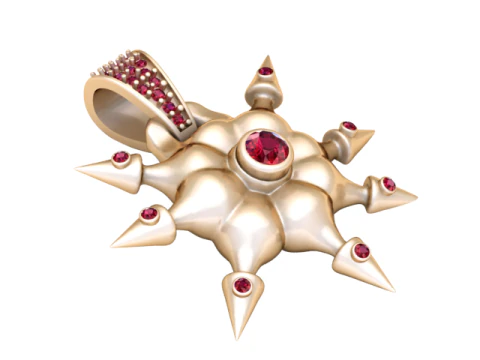 Royal Sunburst Diamond Pendant 3D Printable Gold Charm STL 3D Print Model