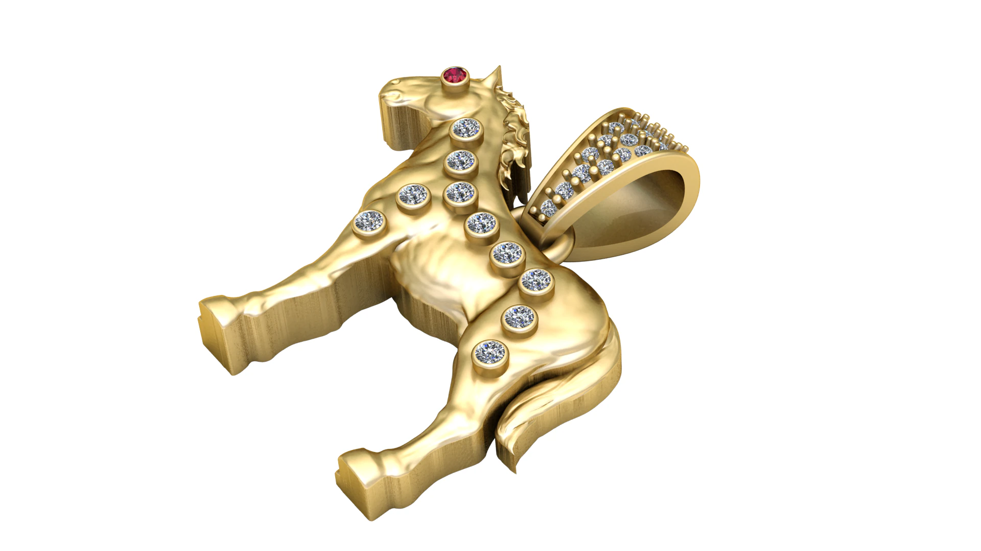 Majestic Horse Diamond Pendant 3D Printable Gold Charm STL 3D Print Model .c4d .max .obj .3ds .fbx .stl .blend 