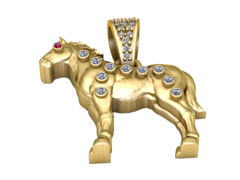Majestic Horse Diamond Pendant 3D Printable Gold Charm STL 3D Print Model