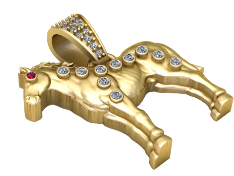 Majestic Horse Diamond Pendant 3D Printable Gold Charm STL 3D Print Model