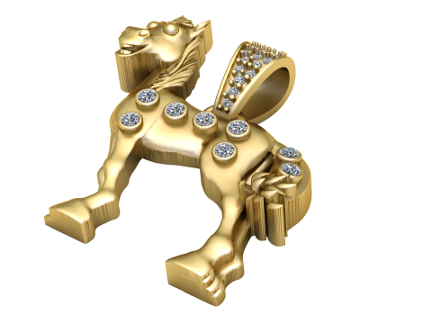 Gouden Eenhoorn diamanten hanger 3D afdrukbare luxe charme STL 3D printmodel