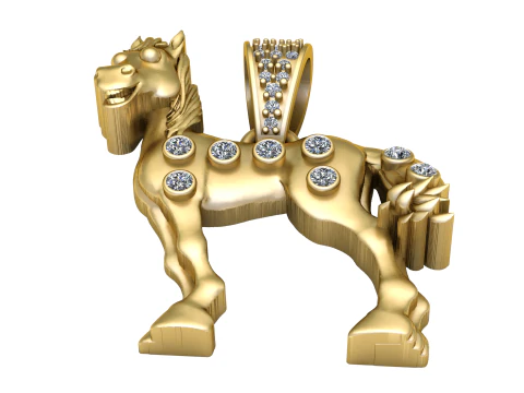 Golden Unicorn Diamond Pendant 3D Printable Luxury Charm STL 3D Print Model