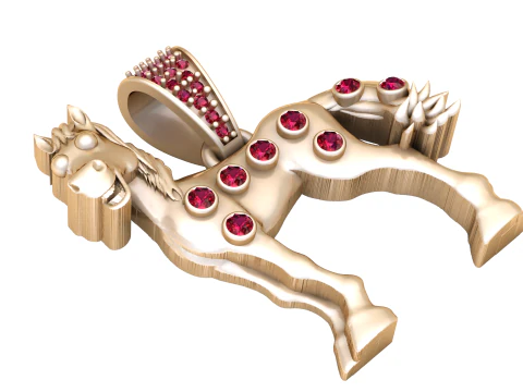 Golden Unicorn Diamond Pendant 3D Printable Luxury Charm STL 3D Print Model