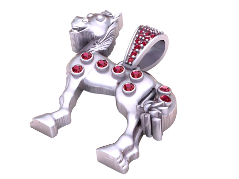 Golden Unicorn Diamond Pendant 3D Printable Luxury Charm STL 3D Print Model