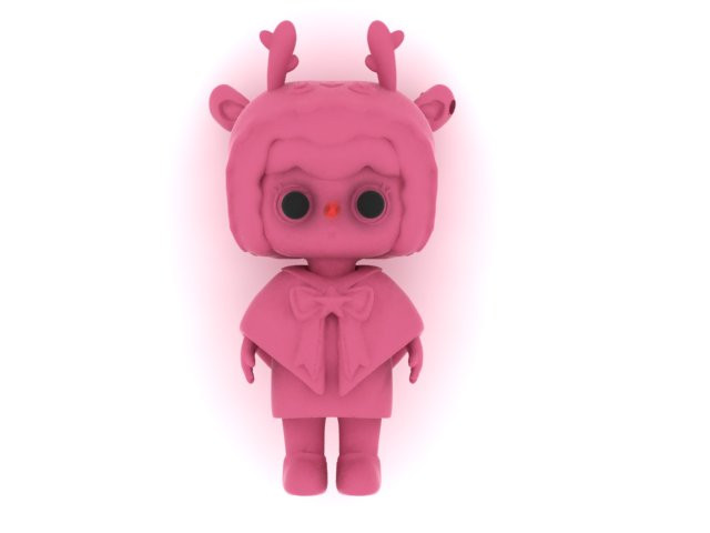 Cute Pink Reindeer Girl 3D Printable Toy Model Kawaii Cartoon Character STL 3D Print Model .c4d .max .obj .3ds .fbx .stl .blend