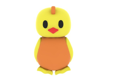 Милый мультяшный цыпленок 3D-модель игрушки для печати Kawaii Baby Bird STL-файл 3D Принт Модель