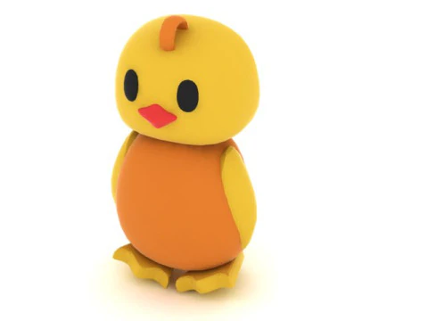 Cute Cartoon Chick 3D Printable Toy Model Kawaii Baby Bird STL File 3D Print Model