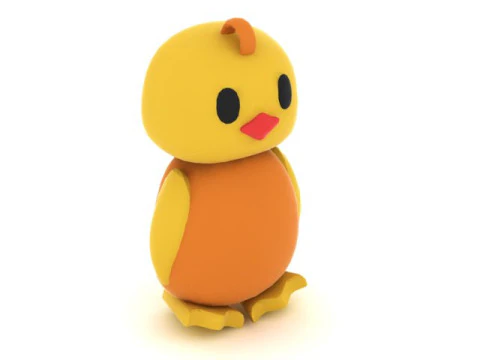 Cute Cartoon Chick 3D Printable Toy Model Kawaii Baby Bird STL File 3D Print Model