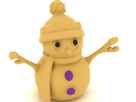 Cute Winter Snowman 3D Printable Model Cartoon Christmas Character STL 3D Print Model