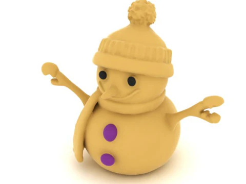 Cute Winter Snowman 3D Printable Model Cartoon Christmas Character STL 3D Print Model
