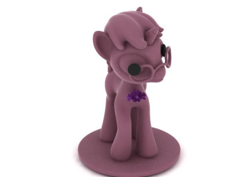 Cute Cartoon Pony with Glasses 3D Kawaii Animal Figurine STL 3D Print Model