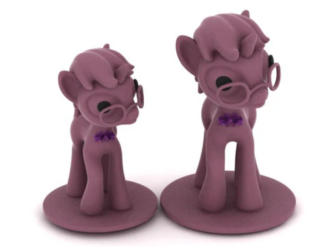 Cute Cartoon Pony with Glasses 3D Kawaii Animal Figurine STL 3D Print Model