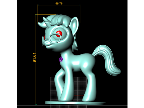 Cute Cartoon Pony with Glasses 3D Kawaii Animal Figurine STL 3D Print Model