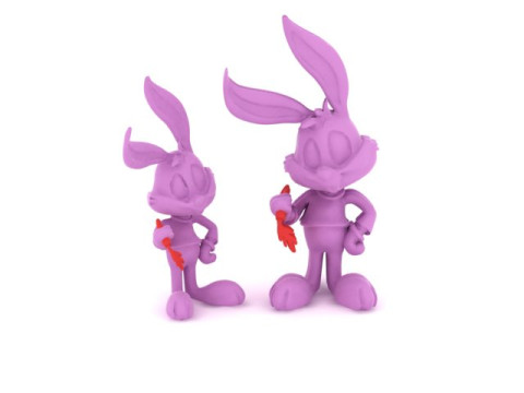 Cute Cartoon Bunny with Carrot 3D Printable Model Kawaii Rabbit Figurine STL 3D Print Model
