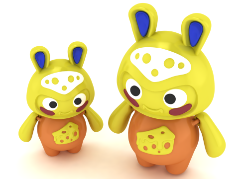 Kawaii Mouse Rabbit Hybrid Mascot 3D Print Model