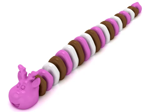 鹿毛虫のフレキシブルおもちゃ 3Dプリントモデル