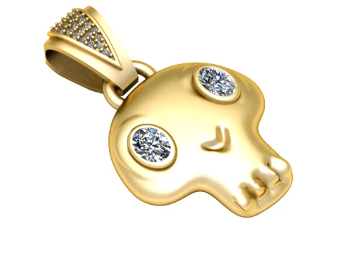 Diamond Skull Gold Pendant 3D Print Model