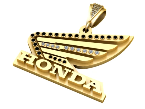 Honda Wing Diamond Gold Pendant 3D Print Model