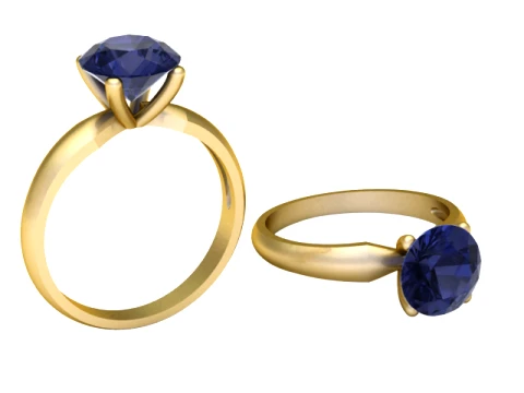 Blue Sapphire Solitaire Gold Ring 3D Print Model