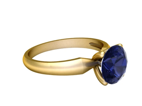 Blue Sapphire Solitaire Gold Ring 3D Print Model