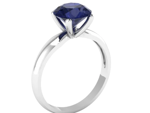 Blue Sapphire Solitaire Gold Ring 3D Print Model