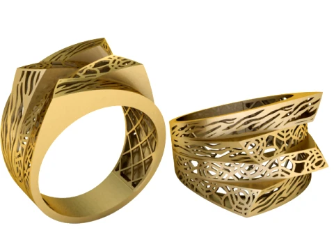 Abstract Filigree Gold Ring 3D Print Model
